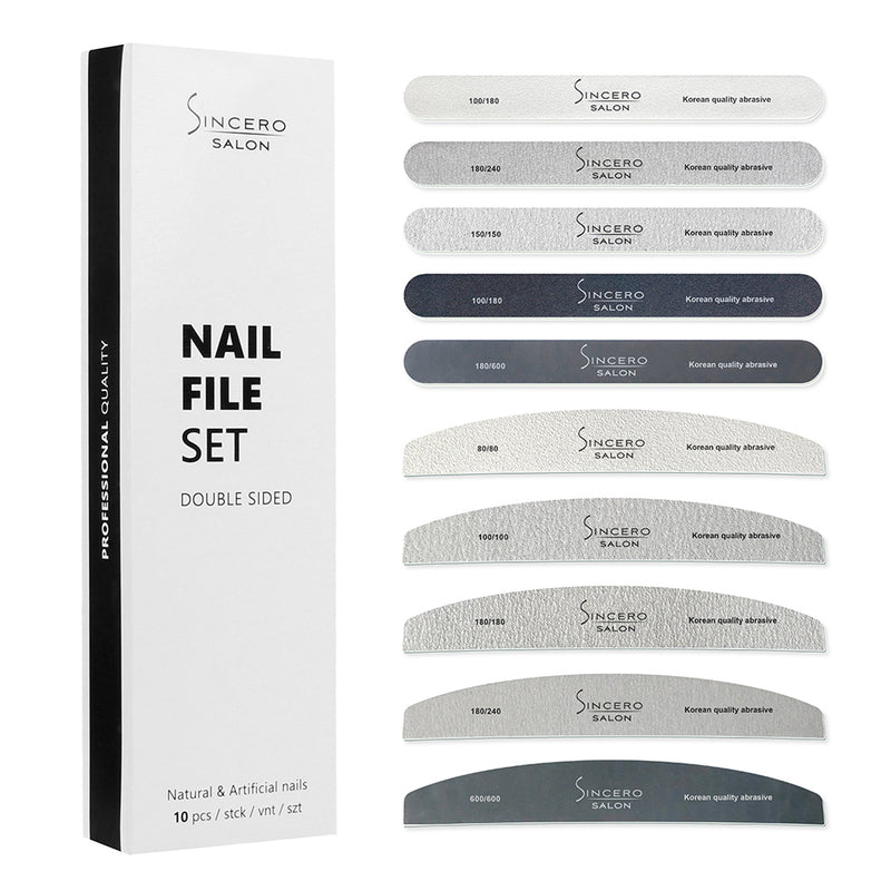 Nagelfeilen Set "Sincero Salon" Beidseitig verwendbar, 10 PCS.
