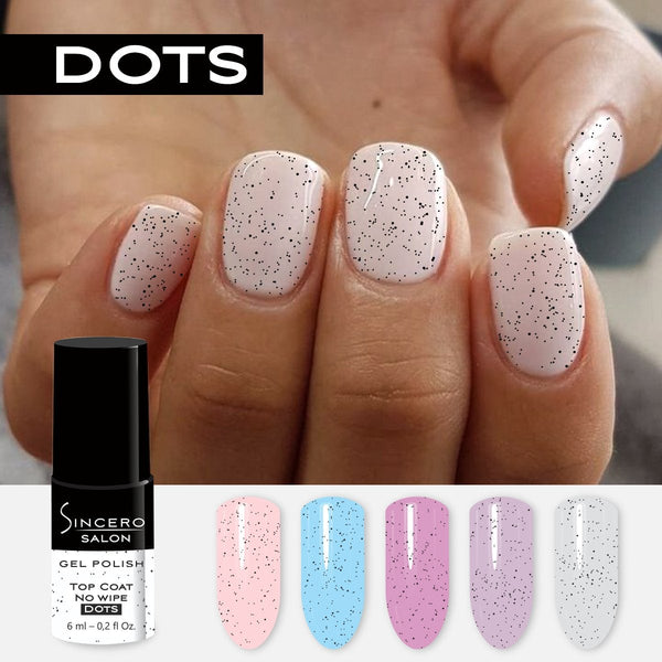 Gelnagellack Top Coat "Sincero Salon", Top Coat No wipe, Dots, 6ml